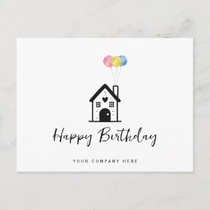 Verjaardag Huis Ballonnen Vastgoed Briefkaart