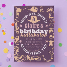 "Verjaardag Hullabaloo" Kind Cowgirl Verjaardagsfe