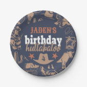 "Verjaardag Hullabaloo" Westerne Cowboy Party Papieren Bordje (Voorkant)