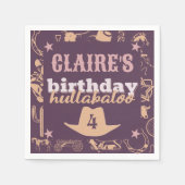 "Verjaardag Hullabaloo" Westerne Cowgirl Party Servet (Voorkant)