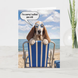 Verjaardag Humor Basset Hound op Strandstoel Kaart