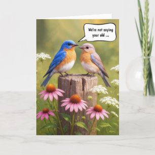 Verjaardag Humor Bluebirds op een hek Post Kaart