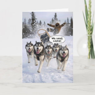 Verjaardag Humor Huskies Trekken een slee Kaart