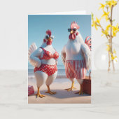 Verjaardag Humor kippen op het strand Kaart (Gele Bloem)