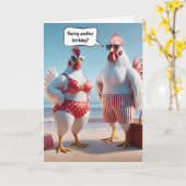 Verjaardag Humor kippen op het strand Kaart (Gele Bloem)