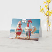 Verjaardag Humor kippen op het strand Kaart (Gele Bloem)