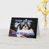 Verjaardag Humor - Schattigee Shih-Tzu Puppy Kaart (Gele Bloem)