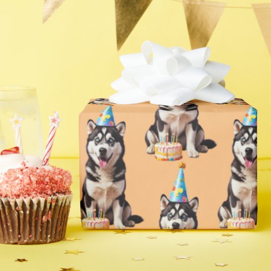 Verjaardag Husky Dog Cadeaupapier (Verjaardagsfeest)
