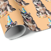 Verjaardag Husky Dog Cadeaupapier (Rol Hoek)
