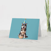 Verjaardag Husky Dog Kaart (Voorkant)