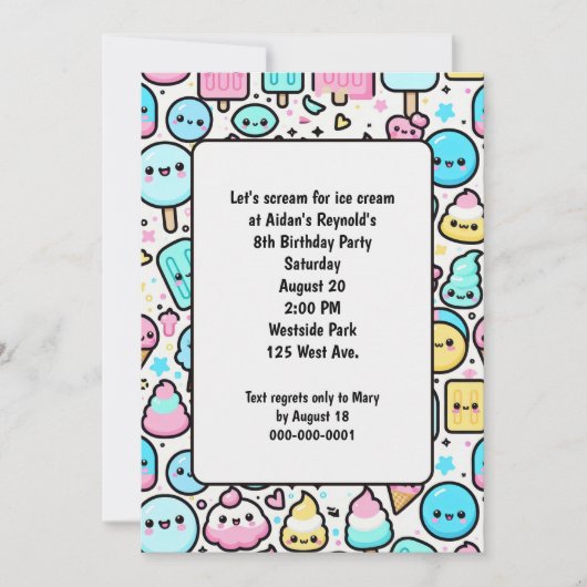 Verjaardag Ice Cream Cone en Popsicle Doodles Kaart (Voorkant)