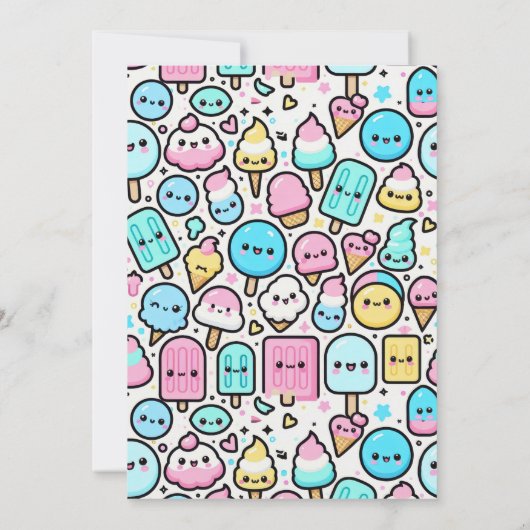 Verjaardag Ice Cream Cone en Popsicle Doodles Kaart (Achterkant)