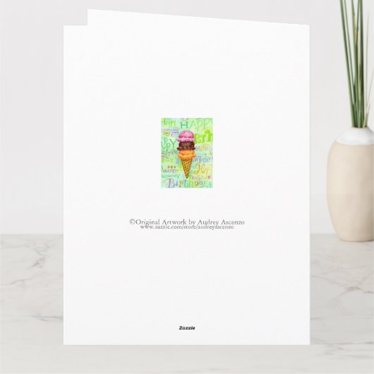Verjaardag Ice Cream Cone Three Flavor Wenskaart Bedankkaart (Achterkant)