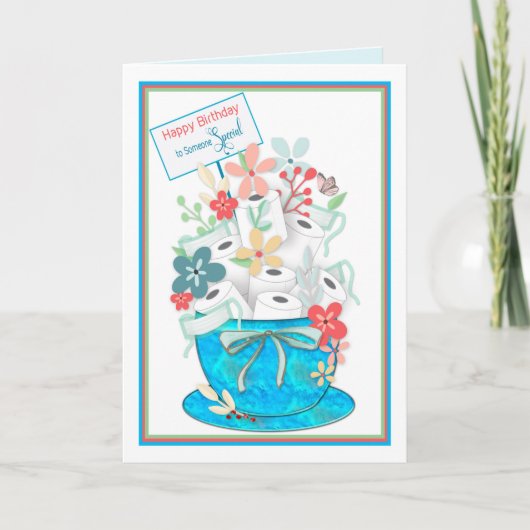 Verjaardag, Iemand, Covid-19, Toliet Paper & Flowe Kaart (Voorkant)