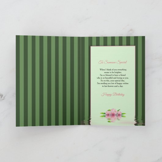 Verjaardag, Iemand Speciale Roze Pioenen/Reflectie Kaart (Binnen)