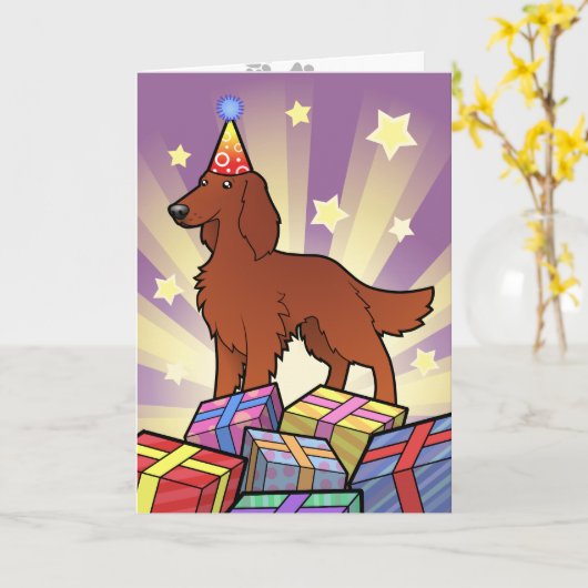 Verjaardag Iers / Engels / Gordon / R&W Setter Kaart (Gele Bloem)