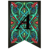 Verjaardag Iers Keltische Knoop Red Dragon Heads Vlaggetjes (Tweede vlag)