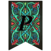 Verjaardag Iers Keltische Knoop Red Dragon Heads Vlaggetjes (Derde vlag)