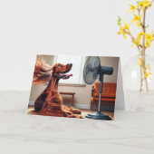 Verjaardag Ierse Setter met blaasventilator Kaart (Gele Bloem)