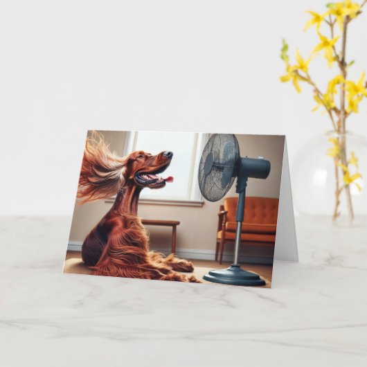 Verjaardag Ierse Setter met blaasventilator Kaart (Gele Bloem)