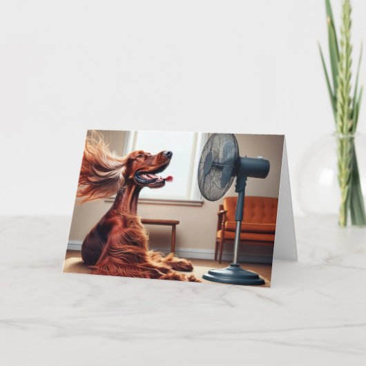 Verjaardag Ierse Setter met blaasventilator Kaart (Voorkant)