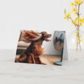 Verjaardag Ierse Setter met blaasventilator Kaart (Gele Bloem)