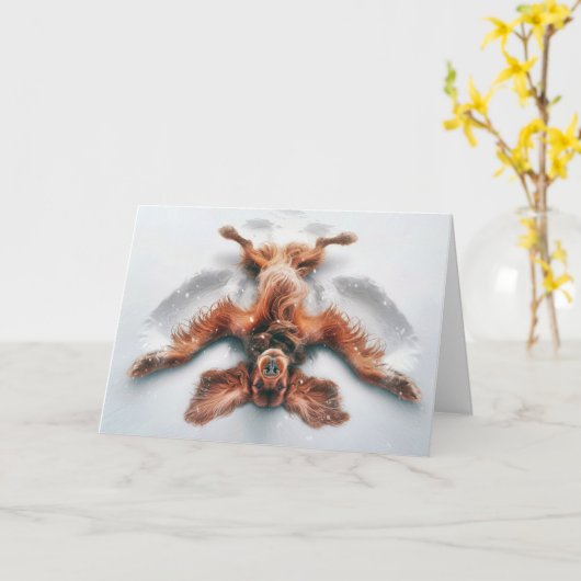 Verjaardag Ierse Setter Snow Angel Kaart (Gele Bloem)