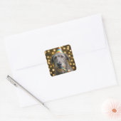 Verjaardag Ierse Wolfshond Hond Met Feestmuts Vierkante Sticker (Envelop)