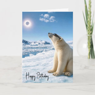 Verjaardag IJsbeer die naar zonsverduistering kijk Kaart