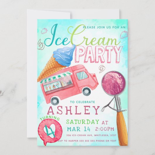 Verjaardag ijsfeest kaart (Voorkant)