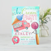 Verjaardag ijsfeest kaart (Staand voorkant)