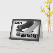 Verjaardag IJshockey, Stick en Puck Kaart (Gele Bloem)