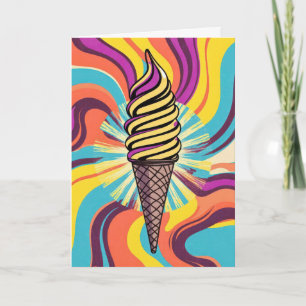 Verjaardag Ijsje Kegel Psychedelische Pop Art Kaart