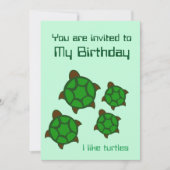 Verjaardag, ik hou van schildpadden, uitnodiging (Voorkant)