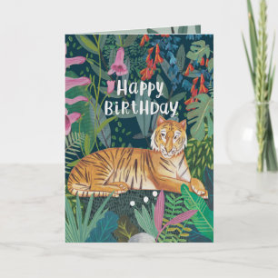 Verjaardag illustratie jungle tijger kaart