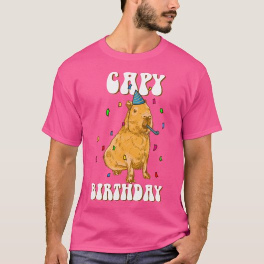 Verjaardag in Capy Funny Capybara T-shirt (Voorkant)