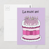 Verjaardag in de Cartoon taart Briefkaart (Voorkant / Achterkant)