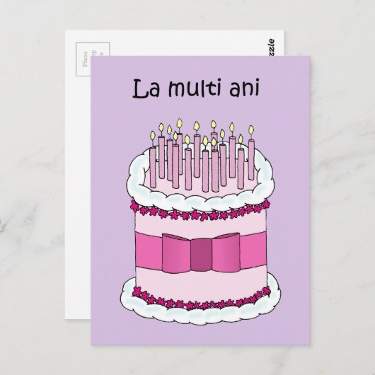 Verjaardag in de Cartoon taart Briefkaart (Voorkant / Achterkant)