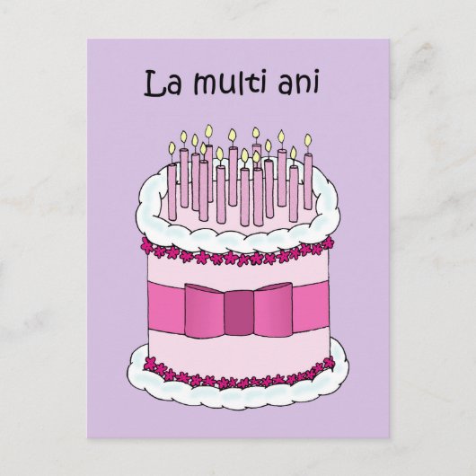 Verjaardag in de Cartoon taart Briefkaart (Voorkant)