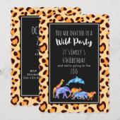 Verjaardag in de dierentuin van wilde dieren op ex kaart (Voorkant / Achterkant)