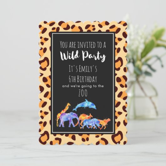 Verjaardag in de dierentuin van wilde dieren op ex kaart (Staand voorkant)
