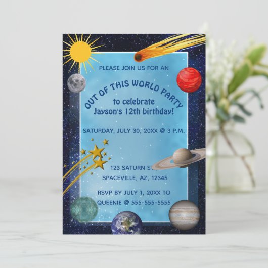 Verjaardag in de Editable Outer Space Kaart (Staand voorkant)