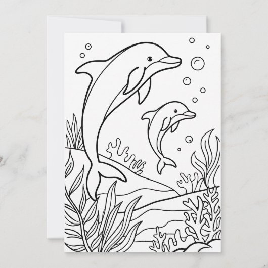 Verjaardag in de oceaan, Zee Dolphin Party Kaart (Achterkant)