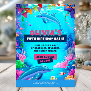Verjaardag in de oceaan, Zee Dolphin Party Kaart