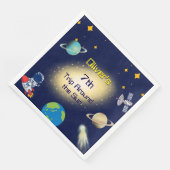 Verjaardag in de ruimte - Astronaut, Rocket & Gala Servet (Hoek)