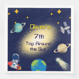 Verjaardag in de ruimte - Astronaut, Rocket & Gala Servet