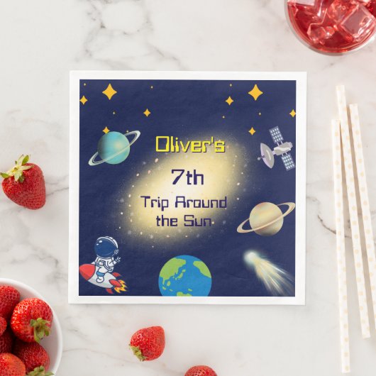 Verjaardag in de ruimte - Astronaut, Rocket & Gala Servet (Insitu)