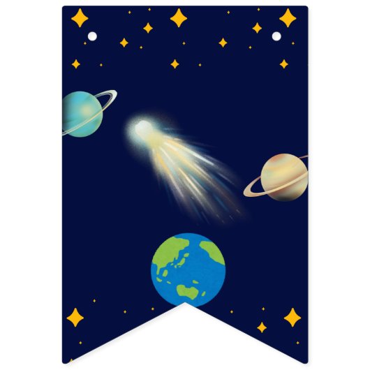 Verjaardag in de ruimte – Astronaut, Rocket & Gala Vlaggetjes (Eerste vlag)