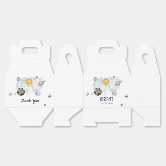 Verjaardag in de ruimte Galaxy Sun Moon Stars Plan Bedankdoosjes (Ongevouwen)