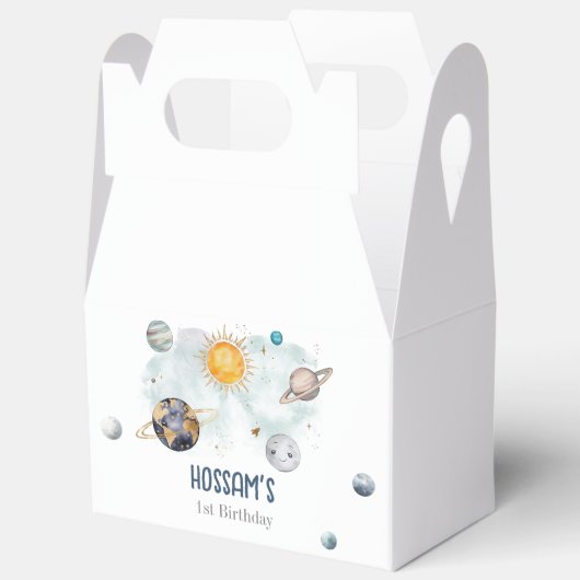 Verjaardag in de ruimte Galaxy Sun Moon Stars Plan Bedankdoosjes (Open)